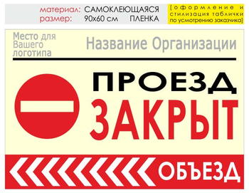 Информационный щит "объезд слева" (пленка, 90х60 см) t12 - Охрана труда на строительных площадках - Информационные щиты - магазин "Охрана труда и Техника безопасности"